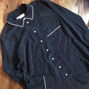 Everlane Piped Silk Shirt